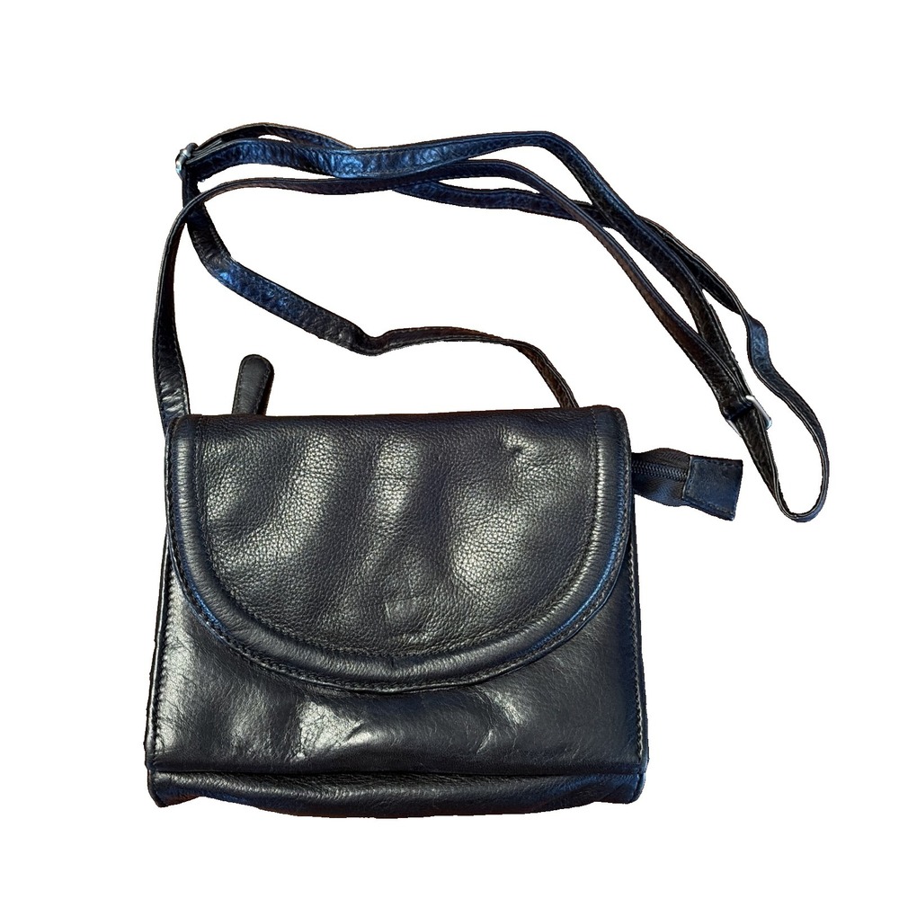 OSGOODE MARLEY Black Leather Multi Pocket Urbanizer Drop Down Organizer Crossbod